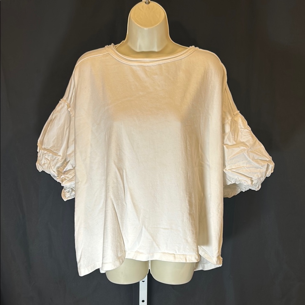 We The Free Off White Oversize Pullover Top L